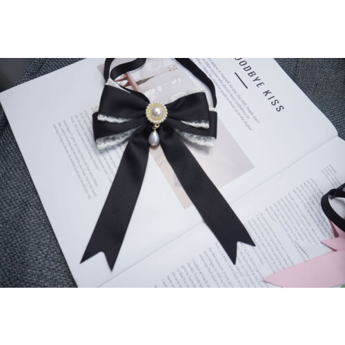 (BlackBackStrap)Mädchen Spitze Fliege mit Perlenverzierungen für modische Accessoires Winter