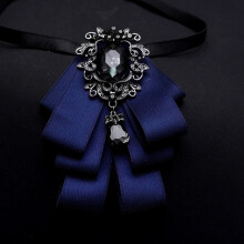 (CourtBlackBlue)Hanbone Herren modisches Anzughemd mit Multimuster Schmetterling Schleife für besondere Anlässe Kleid