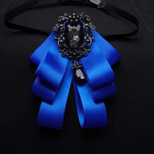 (CourtBlackRoyalBlue)Hanbone Herren modisches Anzughemd mit Multimuster Schmetterling Schleife für besondere Anlässe Kleid