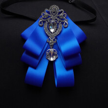 (RoyalBlueWhiteDiamond)Erwachsene breite Herrenfliege mit gespleißtem Material und herzförmiger Corsage für formelle Veranstaltungen