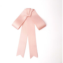 (ApricotPinkBadge)Womens Fashion Bow Tie Brooch With Satin Ribbon For Graduation And Casual Wear