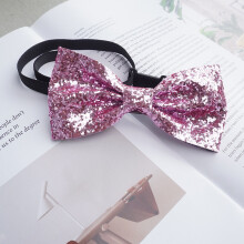 (RosePink)Pink Glitter Resin Butterfly Clipon Tie Accessory For Men Women And