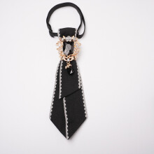 (BlackBeigeTrim)Vintage Wassertropfen Strass Kragenclip für Erwachsene Handarbeit Polyester formelle Kleidung