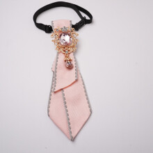 (PinkGrayTrim)Vintage Wassertropfen Strass Kragenclip für Erwachsene Handarbeit Polyester formelle Kleidung