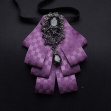 (CheckeredPurple)Luxus Herren Krawatte und Brosche Set mit breiter Breite Design für Hochzeit und formelle Kleidung