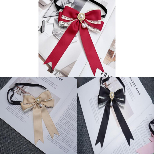 (BlackBackStrap)Mädchen Spitze Fliege mit Perlenverzierungen für modische Accessoires Winter 2