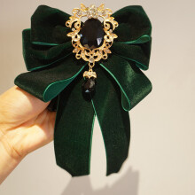 (GreenVelvet)Jk Neck Bow Tie With Striped Flower Pattern For Formal Wear Giftgiving And