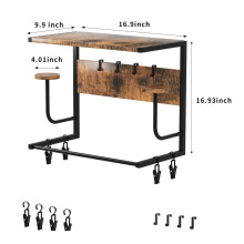 Support Mural pour Casques de Moto, Bois Rustique et Métal, 4 Supports Réglables, Marron, Taille 2