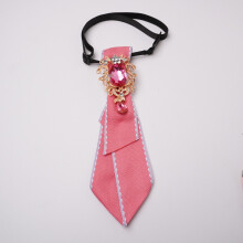 (RoseRedBeigeTrim)Vintage Waterdrop Rhinestone Collar Clip For Adults Handmade Polyester Wear Formal