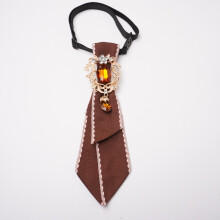 (BrownPinkTrim)Vintage Waterdrop Rhinestone Collar Clip For Adults Handmade Polyester Wear Formal