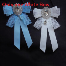 (WhiteLaceStrap)Solid Color Lace Tie Brooch For Women With Versatile Butterfly Shape For Occasion Elegant