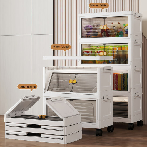 5Tier Storage Box Plastic Organizer Container  Closet Cabinet with Wheels 1