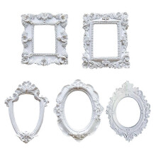 Mini Frames -White Small Vintage Flower Oval Rectangle Baroque Frames