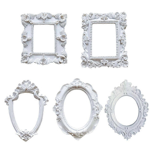 Mini Frames -White Small Vintage Flower Oval Rectangle Baroque Frames