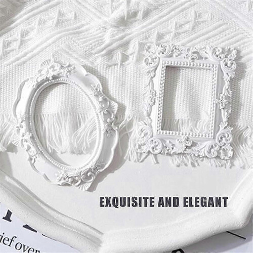 Mini Frames -White Small Vintage Flower Oval Rectangle Baroque Frames 1