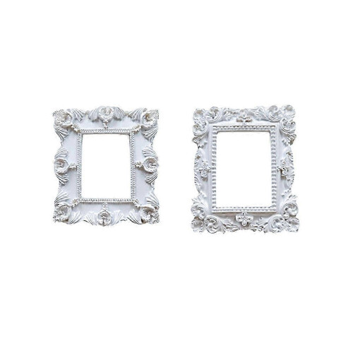 Mini Frames -White Small Vintage Flower Oval Rectangle Baroque Frames 2
