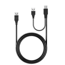 USB 2.0 Type A Male to Dual USB A Male Y Splitter Cable Cord Black