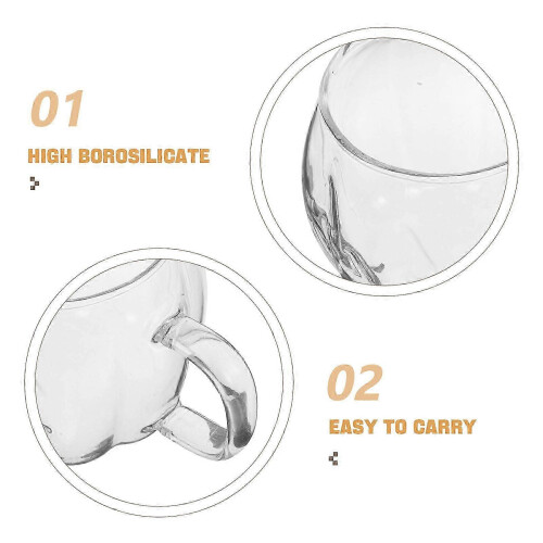Halloween Pumpkin Glass Mug for Coffee with Handle 2Pcs Transparent Single-Layer 2