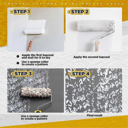 Paint Roller Kit 3 Pcs Texture Sponge Paint Rollers 6 Inch Texture Pattern Roller Brush Tool with Roller Frame 1