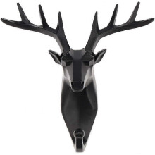 Creative Home Living Room Bedroom Decoration Animal Head Deer Black Resin Wall Mounted Cute Hoo