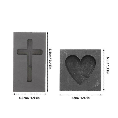 Heart Graphite Mold for Casting Copper 8Pcs Cross Shape Durable Mold 2