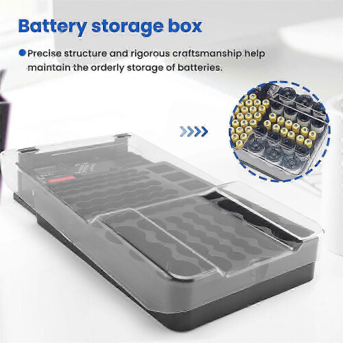 the Battery Storage Case,Organizer with Hinged Clear Cover, Black 1