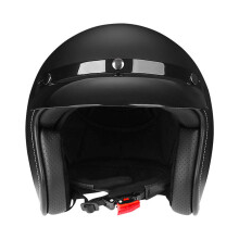 Casque de moto 3/4 ouvert style rétro, visière amovible, Noir mat, XL