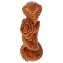 Light Brown Wooden Snake Statue for Decoration Hand-Carved Animal Figurine