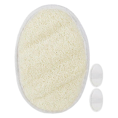 Exfoliating Loofah Scrubber for Body Bath Safe Comfortable Durable with Elastic Strap White