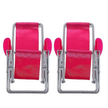 Miniature Pink Folding Beach Chair for Decoration 2Pcs Dollhouse Ornament