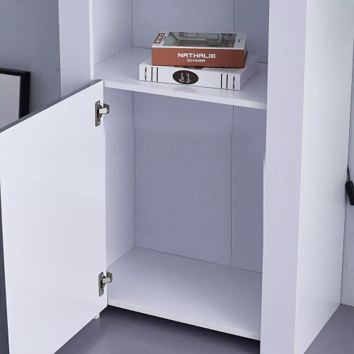 160cm Tall Display Cabinet Sideboard Cupboard High Gloss Doors w/ LED Lights UK 2