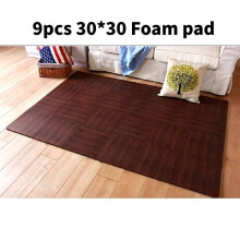 (Dark Coffee)9pcs Sunflower Wood Grain Print Foam Puzzle Floor Mat Children Crawling Mats