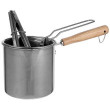 Stainless Steel Deep Fry Pot with Basket, 26.7x15cm for Breakfast, Frying & Cooking, 1 Set