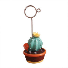 Succulent Plants Memo Clip, Cactus Photo Holder Stand for Notes & Cards, Decorative Desk Organizer with 4 Clips