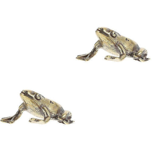 Copper Frog-Shape Figurine for Decoration 2Pcs Miniature 1