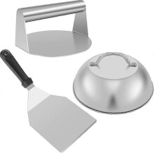 Smashed Burger Kit - Burger Press & Metal Spatula compatible Flat Top Grill, Perfect Hamburger Patty Maker compatible Smash Burgers