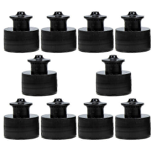 Black Push Pull Replacement Bottle Caps compatible Sports Bottles Leak Proof PE Material 10 Pieces