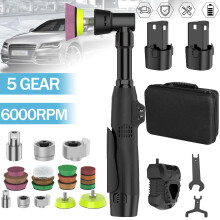 Mini Polisseuse à Voiture Sans Fil 12V, Double Action DA et RO, 5 Vitesses Réglables, Kit de Polissage avec 2 Batteries