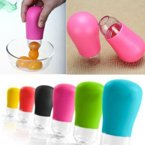 (Rose Red)Kitchen Silicone Egg Separator Suction Function Home Cooking Baking Supplies 1
