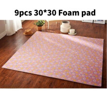 (Pink)9pcs Sunflower Wood Grain Print Foam Puzzle Floor Mat Children Crawling Mats