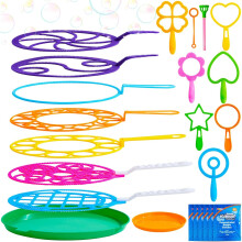 Sloosh Lot de 8 Grands Anneaux à Bulles de Savon, Jouets Géants avec Plateau pour Activités Extérieures