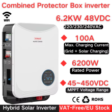 FCHAO Onduleur Hybride Solaire, 6200W 48VDC 230VAC, Contrôleur MPPT 100A, Pur Sinus, Sans Batterie et UPS