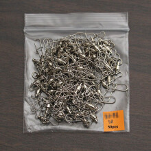 (4# 40mm)50pc Stainless Steel Ball Bearing Fishing Swivel With Lock Snap Dual Snap Lock