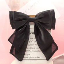 (BlackLargeBow)Ceramic Bow Tie Collar Ornament For Women With Soft Inner Material For Casual And Wear Dressy