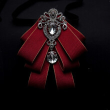 (WineRedGoldEdge)Adults Widewidth Mens Bow Tie With Spliced Material And Heartshaped Corsage For Formal Events