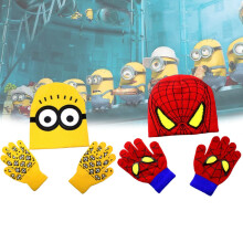 (Spider
Man)Childrens Hat And Gloves Knitted Wool And Cashmere Set Twopiece