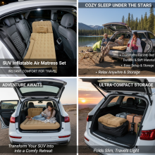 Matelas gonflable pour SUV, Beige, PVC avec flocking, Capacité 300kg, avec pompe 12V pour camping et road trip