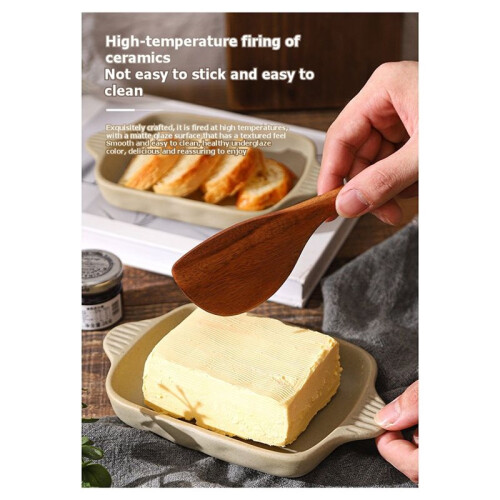 Ceramic Butter Dish Handcrafted Rectangular Keeper with Textured Lid 2