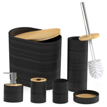Ensemble D'Accessoires de Salle de Bain, Ensemble de 6 Pièces Noir Comprenant une Poubelle et un Distributeur de Savon, Idéal pour une Pendaison de