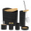 Bathroom Accessory Set, 6-Pcs Black Bathroom Accessory Set with Trash Can, Soap Dispenser for Housewarming 1